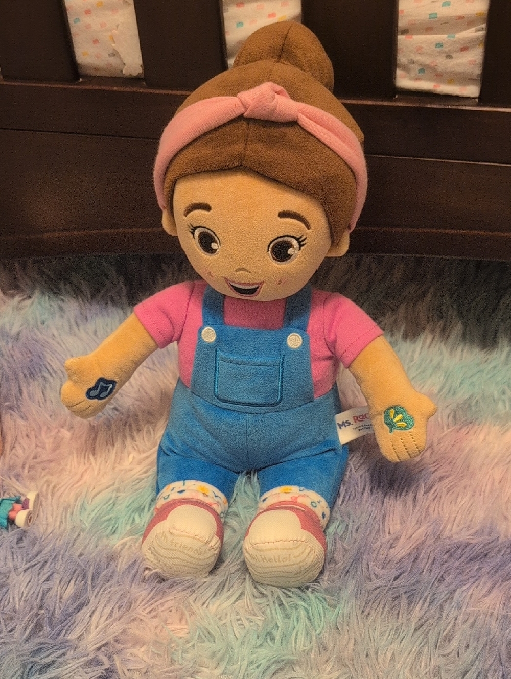 Rachel Plush Doll in Pink and Blue Overalls